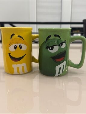 M&M'S Yellow & Green Character Mugs with Smiling Faces